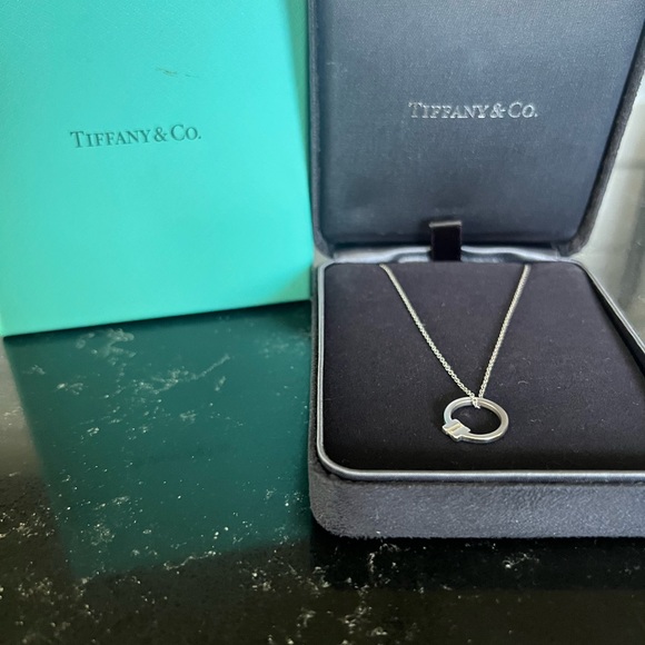 Tiffany T collection white gold diamond necklace - Picture 4 of 5